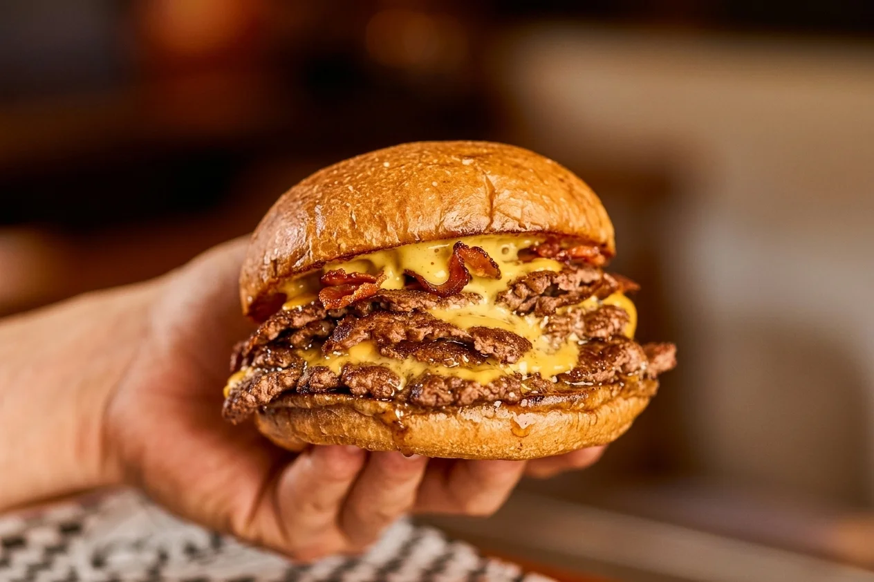 Dois burgers Sall's, duas mãos